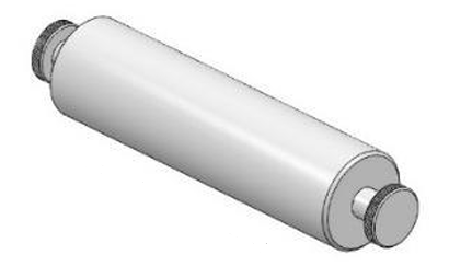 Zylindrische Metallrolle mit hervorstehenden Achsenenden